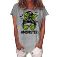 Momster For Women Halloween Mom Messy Bun Leopard Women's Loosen T-shirt Green