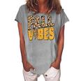 Distressed Fall Vibes Leopard Lightning Bolts In Fall Colors Women's Loosen Crew Neck Short Sleeve T-Shirt White