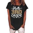 Back To School Hello 3Rd Grade Third Grade Leopard Teacher Women's Loosen Crew Neck Short Sleeve T-Shirt Black