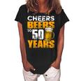 Cheers And Beers To 50 Years Old Birthday Funny Drinking Women's Loosen Crew Neck Short Sleeve T-Shirt Black