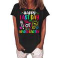 Happy Last Day Of Kindergarten School Funny Teacher Students  Women's Loosen Crew Neck Short Sleeve T-Shirt Black