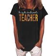 High School Teacher Leopard Fall Autumn Lovers Thanksgiving  Women's Loosen Crew Neck Short Sleeve T-Shirt Black