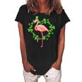 Irish Flamingo Green Lucky St Pattys Saint Patrick Day 2022  Women's Loosen Crew Neck Short Sleeve T-Shirt Black