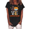 Love Computer Teacher Scary Halloween Costume - Funny School Women's Loosen Crew Neck Short Sleeve T-Shirt Black