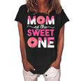 Mother Mama Mommy Family Matching Mom Of The Sweet One  Women's Loosen Crew Neck Short Sleeve T-Shirt Black