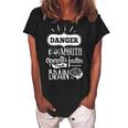 Sarcastic Funny Quote Danger Mouth Operates Faster Than Brain White Women's Loosen Crew Neck Short Sleeve T-Shirt Black