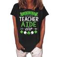 Shamrock One Lucky Teacher Aide St Patricks Day School  Women's Loosen Crew Neck Short Sleeve T-Shirt Black