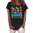 Teacher Student Kids Bye Bye Kindergarten Hello Summer Women's Loosen Crew Neck Short Sleeve T-Shirt Black