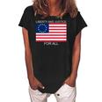 Womens Liberty And Justice For All Betsy Ross Flag American Pride Women's Loosen Crew Neck Short Sleeve T-Shirt Black