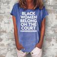 Black Women Belong On The Court Sistascotus Shewillrise Women's Loosen Crew Neck Short Sleeve T-Shirt Blue