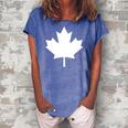 Canadian Flag Women Men Kids Maple Leaf Canada Day Women's Loosen Crew Neck Short Sleeve T-Shirt Blue