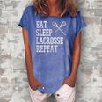 Eat Sleep Lacrosse Repeat Funny Lax Player Men Women Kids Women's Loosen Crew Neck Short Sleeve T-Shirt Blue