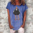 Funny Headless Ostrich Halloween Giant Bird Easy Costume Women's Loosen Crew Neck Short Sleeve T-Shirt Blue