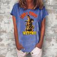 Funny Scary Halloween 100 That Witch Witchy Cat Women's Loosen Crew Neck Short Sleeve T-Shirt Blue
