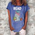 Funny Teacher Library Read Book Club Piggie Elephant Pigeons  Women's Loosen Crew Neck Short Sleeve T-Shirt Blue