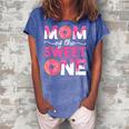 Mother Mama Mommy Family Matching Mom Of The Sweet One  Women's Loosen Crew Neck Short Sleeve T-Shirt Blue