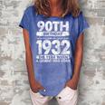 Vintage 1932 Limited Edition 1932 90 Years Old 90Th Birthday Women's Loosen Crew Neck Short Sleeve T-Shirt Blue