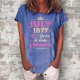 Vintage July 1977 45Th Birthday Being Awesome Women Women's Loosen Crew Neck Short Sleeve T-Shirt Blue