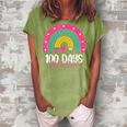 100 Days Smarter 100 Days Of School Rainbow Teachers Kids  Women's Loosen Crew Neck Short Sleeve T-Shirt Green