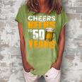 Cheers And Beers To 50 Years Old Birthday Funny Drinking Women's Loosen Crew Neck Short Sleeve T-Shirt Green