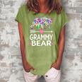 Funny Grammy Bear Mothers Day Floral Matching Family Outfits Women's Loosen Crew Neck Short Sleeve T-Shirt Green