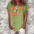 Funny Retro Groovy Birthday Family Matching Cute Groovy Mama Women's Loosen Crew Neck Short Sleeve T-Shirt Green