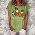 Its Fall Yall Saint Bernard Dog Leopard Pumpkin Autumn Women's Loosen Crew Neck Short Sleeve T-Shirt Green