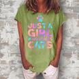 Just A Girl Who Loves Cats Cute Cat Lover Women's Loosen Crew Neck Short Sleeve T-Shirt Green