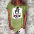 One Spooky Mama Messy Bun Skull Halloween Funny Mom Life Women's Loosen Crew Neck Short Sleeve T-Shirt Green