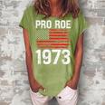 Pro Roe 1973 Reproductive Rights America Usa Flag Distressed Women's Loosen Crew Neck Short Sleeve T-Shirt Green
