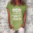 Sarcastic Funny Quote Danger Mouth Operates Faster Than Brain White Women's Loosen Crew Neck Short Sleeve T-Shirt Green
