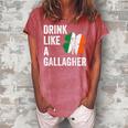 Drink Like A Gallagher St Patricks Day Beer  Drinking  Women's Loosen Crew Neck Short Sleeve T-Shirt Watermelon