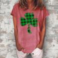 Green Buffalo Plaid Shamrock Lucky St Patricks Day Womens  Women's Loosen Crew Neck Short Sleeve T-Shirt Watermelon