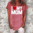 I Heart My Mom Love My Mom Happy Mothers Day Family Outfit  Women's Loosen Crew Neck Short Sleeve T-Shirt Watermelon