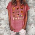 Retro Fall Vibes Pumpkin Turkey Halloween Fall Thanksgiving Women's Loosen Crew Neck Short Sleeve T-Shirt Watermelon