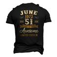 51 Years Awesome Vintage June 1972 51St Birthday Men's 3D T-Shirt Back Print Black