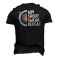 Aim Shoot Swear Repeat &8211 Archery Men's 3D T-Shirt Back Print Black