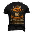 June 90 Year Old Vintage 1932 90Th Birthday Men's 3D T-shirt Back Print Black