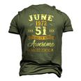 51 Years Awesome Vintage June 1972 51St Birthday Men's 3D T-Shirt Back Print Army Green