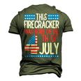 This Firecracker Was Born On 4Th Of July Birthday Patriotic Men's 3D T-shirt Back Print Army Green