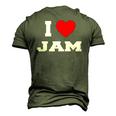I Love Jam I Heart Jam Men's 3D T-Shirt Back Print Army Green