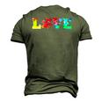 Love Puzzle Pieces Heart Autism Awareness Tie Dye Men's 3D T-Shirt Back Print Army Green
