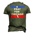 Pray For Chicago Encouragement Distressed Men's 3D T-shirt Back Print Army Green