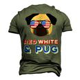 Red White And Pug Usa Dog 4Th July Men's 3D T-shirt Back Print Army Green