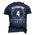 Cute 4Th Wedding Anniversary For Couples Married 4 Year Men's 3D T-shirt Back Print Navy Blue