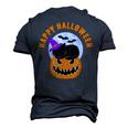 Cute Black Cat Witch Scary Pumpkin Happy Halloween Men's 3D T-shirt Back Print Navy Blue