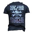 Desk Tie And Job Men's 3D T-shirt Back Print Navy Blue