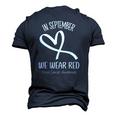 Heart In September We Wear Red Blood Cancer Awareness Ribbon Men's 3D T-Shirt Back Print Navy Blue