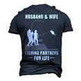 Husband And Wife - Fishing Partners Men's 3D T-shirt Back Print Navy Blue