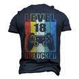 Level 18 Unlocked 18Th Video Gamer Birthday Boy V2 Men's 3D T-shirt Back Print Navy Blue